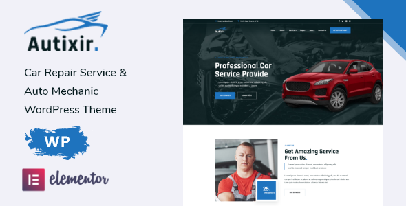 Product preview supplied for Autixir - Car Repair Service & Auto Mechanic WordPress Theme