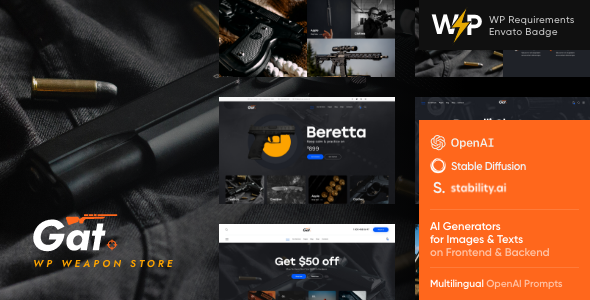 Preview image for Gat - Gun & Weapon Store WordPress Theme