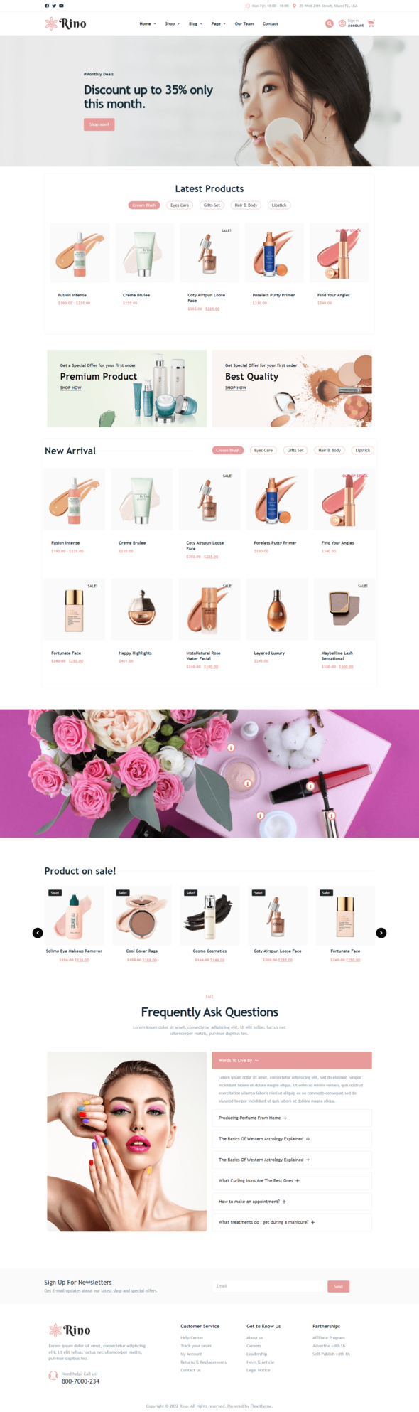 Rino - Cosmetic Shop Elementor Template Kit