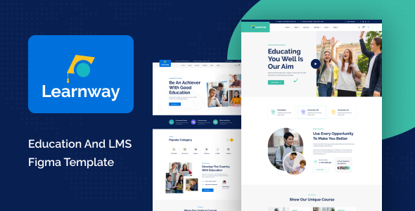 Learnway - Professional LMS Online Education Course Figma Template listing image