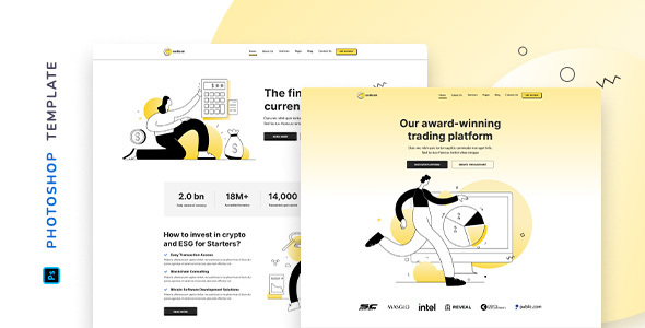 Codicon – Crypto Exchange and Fintech Companies Template for Photoshop
