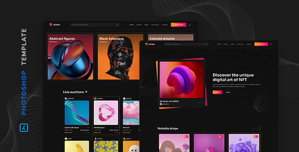 Xchain – NFT Marketplace Template for Photoshop product preview