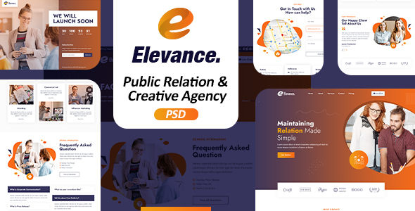 Elevance - Public Relation & Digital Marketing  Agency PSD Template