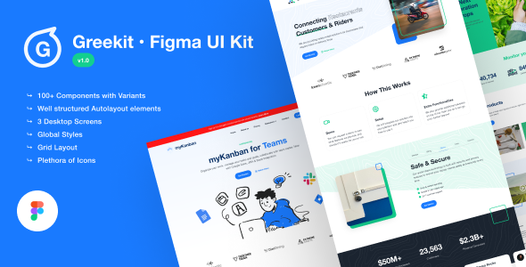 Product preview supplied for Greekit - Figma UI Kit