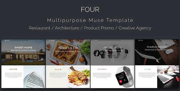 Four_Architecture, Restaurant, Product Landing, Multipurpose Muse Template product preview