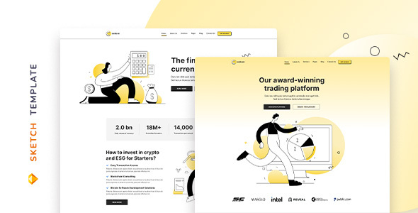 Codicon – Crypto Exchange and Fintech Companies Template for Sketch