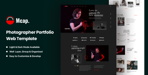 Product preview supplied for Mcap - Photographer Portfolio Web Figma Template