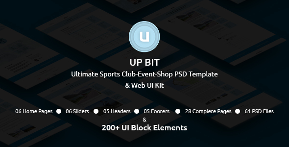UP BIT - The Ultimate Sports Club-Event-Shop PSD Template and Web UI Kit
