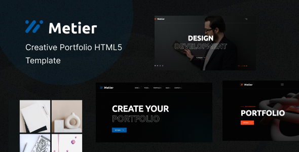 Metier - Personal Portfolio HTML Template product preview