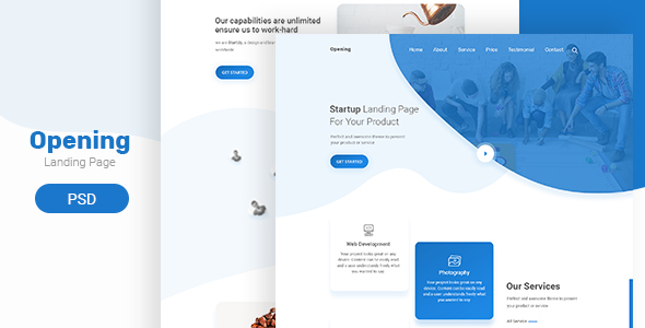 Opening - Landing page PSD Template listing image