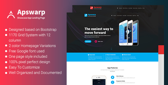 Appswarp App HTML Landing Page product preview