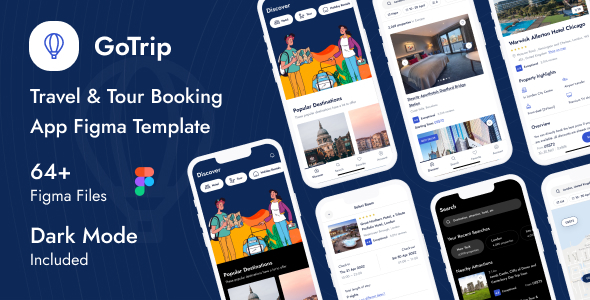 GoTrip - Travel & Tour Booking App Figma Template product preview