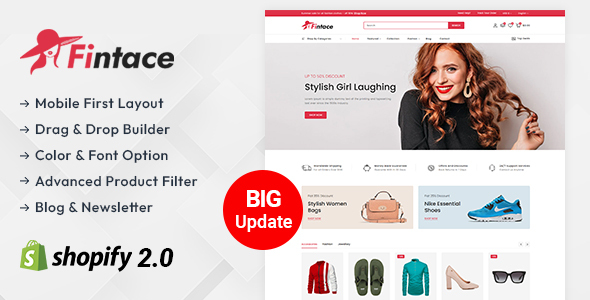 Product preview supplied for Fintace - Multipurpose Fashion Store Shopify 2.0 Responsive Theme