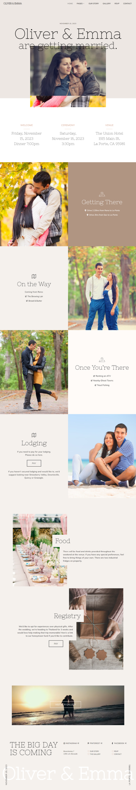 Oliver & Emma - Wedding Event Invitation Elementor Template Kit