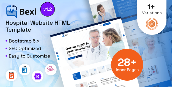 Product preview supplied for Bexi - Hospital Website Bootstrap 5 Template