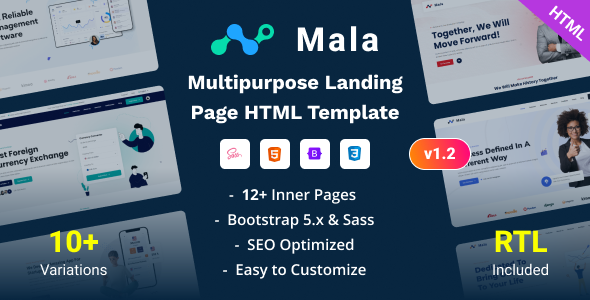 Mala - Multipurpose Landing Page Bootstrap 5 Template listing image