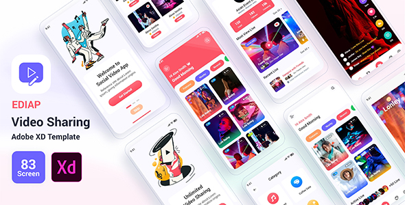Ediap - Video Sharing Adobe XD Template