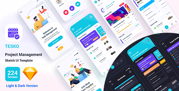 Tesko – Project Management Sketch UI Template