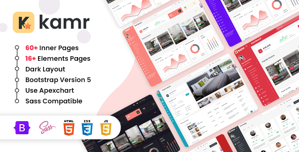 Kamr | Bootstrap 5 Hotel Admin Dashboard Template listing image