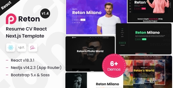 Reton - Resume CV React Nextjs 14+ Template