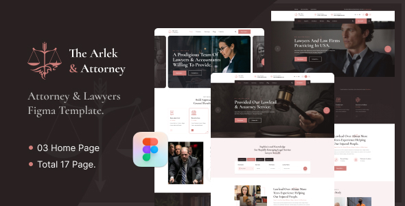 Preview image for Arlaw - Lawyer Attorney & Law Firm Figma Template.