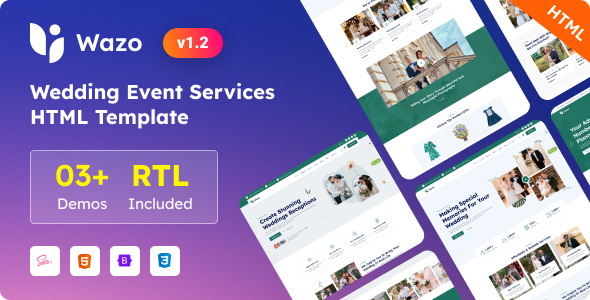 Wazo - Wedding Event Services Bootstrap 5 Template