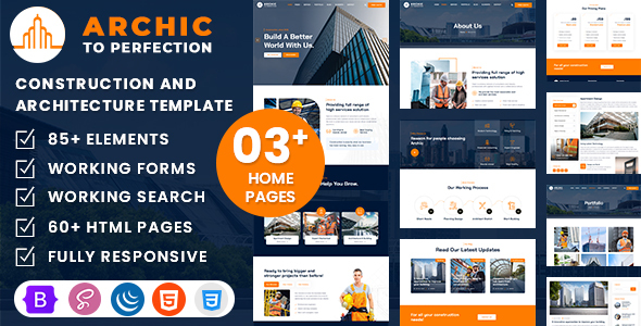 Product preview supplied for Archic - Construction and Architecture HTML Template