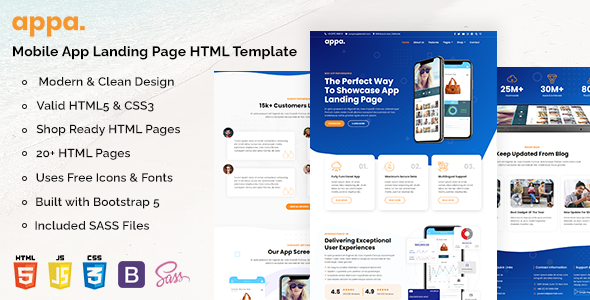 Product preview supplied for Appa - Mobile App HTML Template
