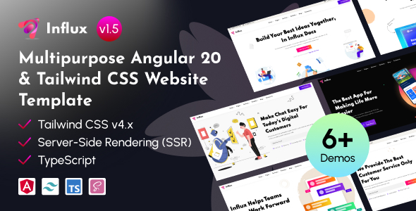 Product preview supplied for Influx – Angular Tailwind Multipurpose Website Template