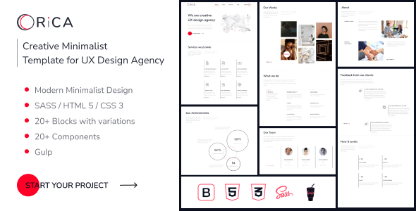 Product preview supplied for Orica - clean creative Bootstrap 5 UX design agency HTML template