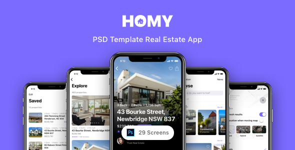 Homy - PSD Template Real Estate App