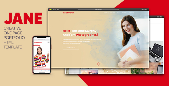Jane Creative One Page Portfolio HTML Template