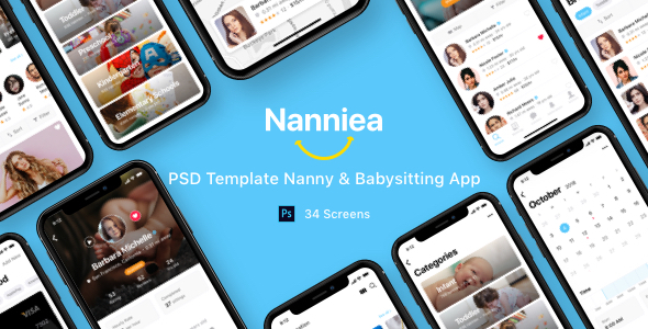Nanniea - PSD Template Nanny & Babysitting App
