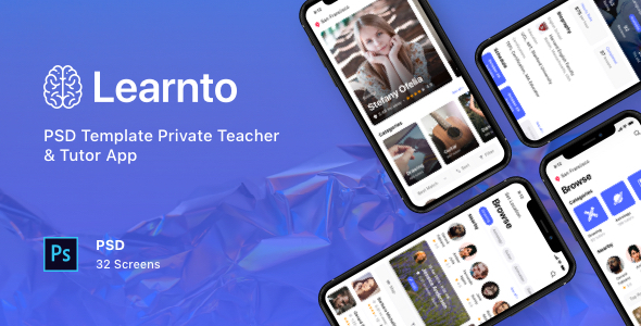 Learnto - PSD Template Private Teacher & Tutor App