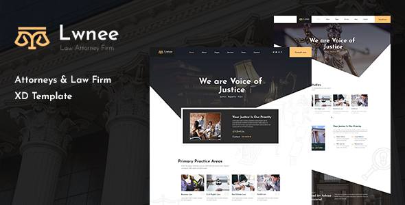 Product preview supplied for Lwnee - Attorneys & Law Firm XD Template