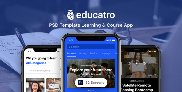 Educatro - PSD Template Learning & Course App