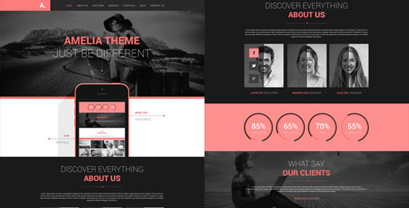 Amelia - One Page PSD Portfolio Template