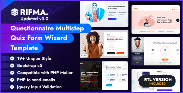 Preview image for Rifma - Questionnaire Multistep Quiz Form Wizard & Registration Form Template