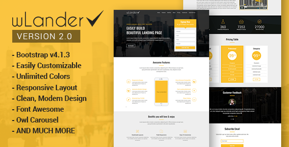wLander - Responsive Multipurpose Landing Page Template