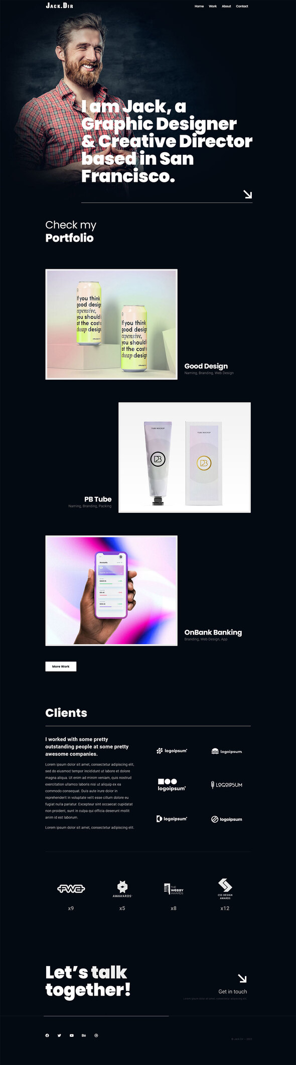 Jack.Dir - Personal Design Portfolio  Elementor Template Kit
