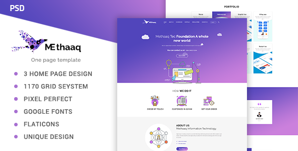 Methaaq-Multi-Purpose One Page PSD Template product preview