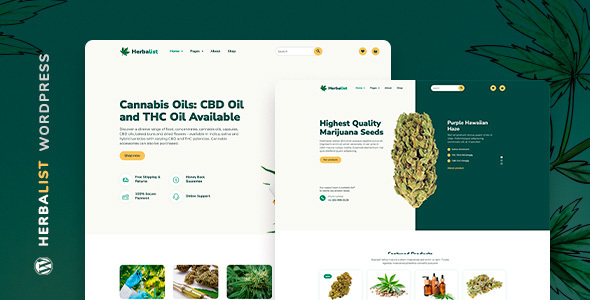 Product preview supplied for Herbalist - Medical Marijuana Store WordPress Theme