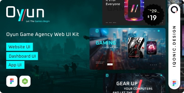 Oyun- Game Agency Figma UI Kit for Game Studio Website Design