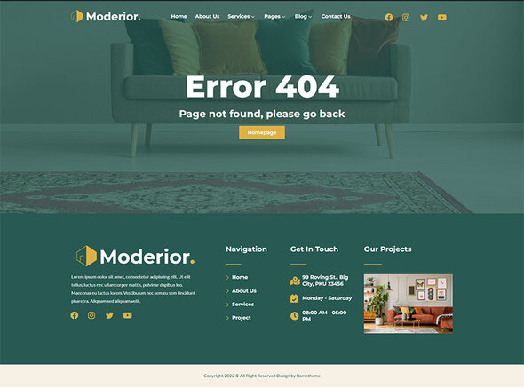 Moderior - Interior Design Elementor Template Kit