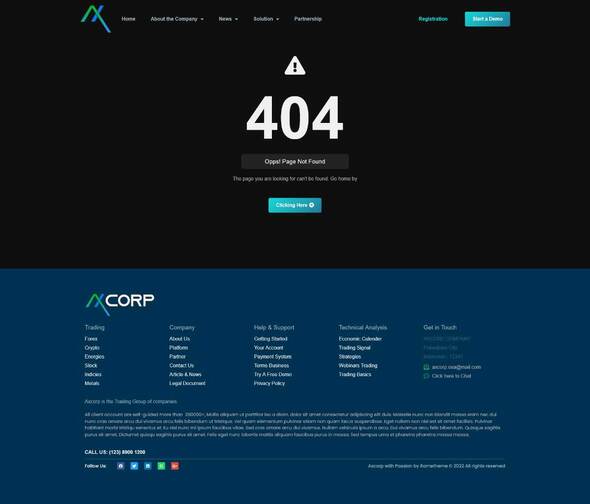 Axcorp - Trading & Investment Company Elementor Template Kit