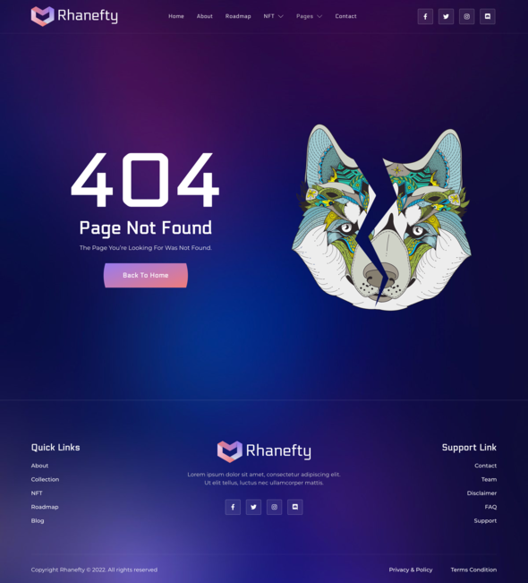 Preview image for Rhanefty - NFT Portfolio Elementor Template Kit