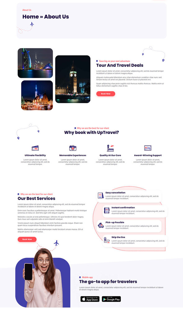 UpTravel - Travel & Tour Agency Elementor Template Kit