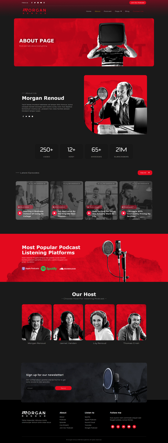 Morgan Renoud - Personal Podcast Elementor Template Kit