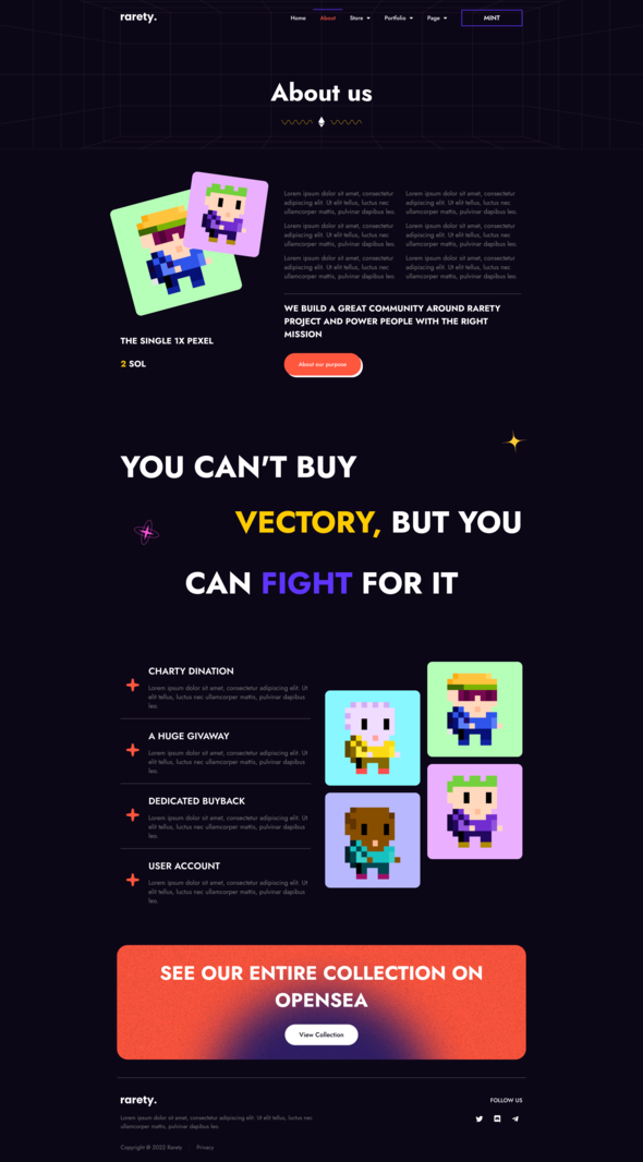 Rarety - NFT Portfolio Elementor Template Kit
