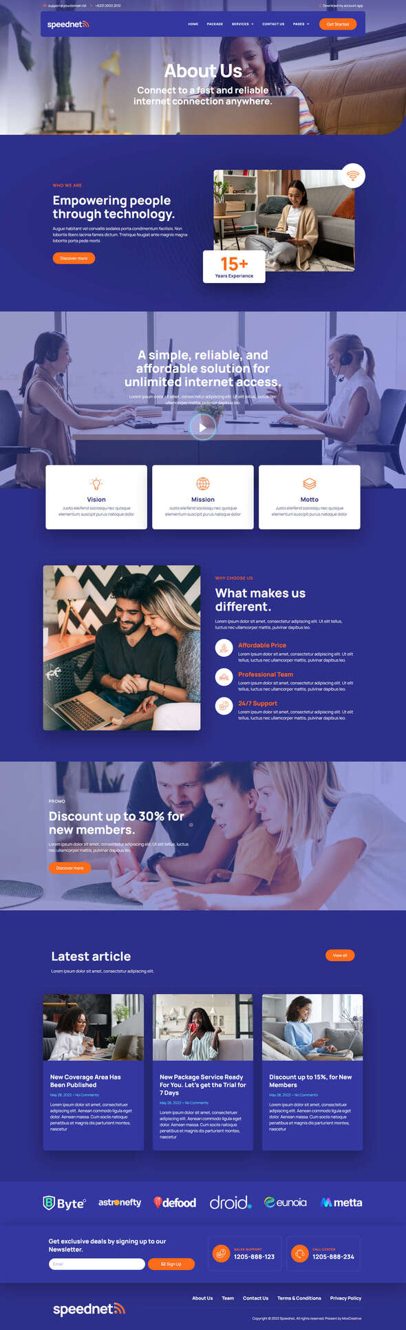 SpeedNet - Broadband & Internet Service Provider Elementor Template Kit